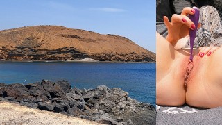 Risky outdoor masturbation after hiking along the coast - Real Female Orgasm in Public