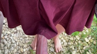 I rub my stepsister's pussy under her skirt. Vacation at the ranch. first day