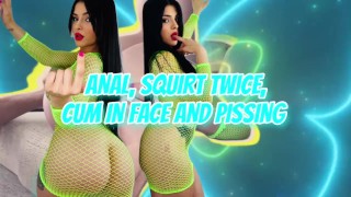 Nadja Lapiedra SQUIRTS TWICE with ANAL, receives GOLDEN SHOWER and a BIG CUM in MOUTH to SWALLOW